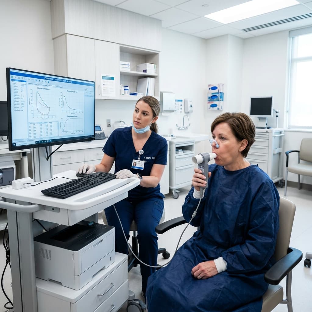 Stock photo representing pulmonary function test (PFT).